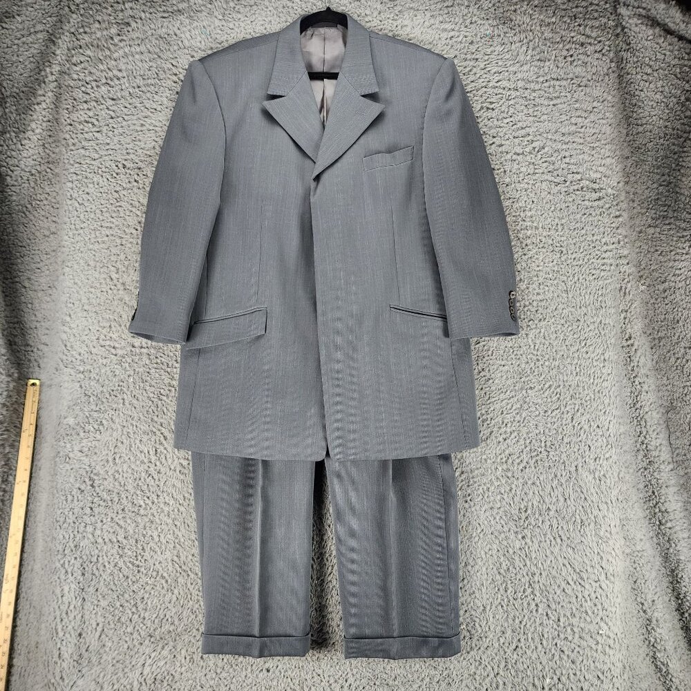 Falcone 2 Piece Suit Mens 44R 38Rx25 Gray Blazer Jacket Pants